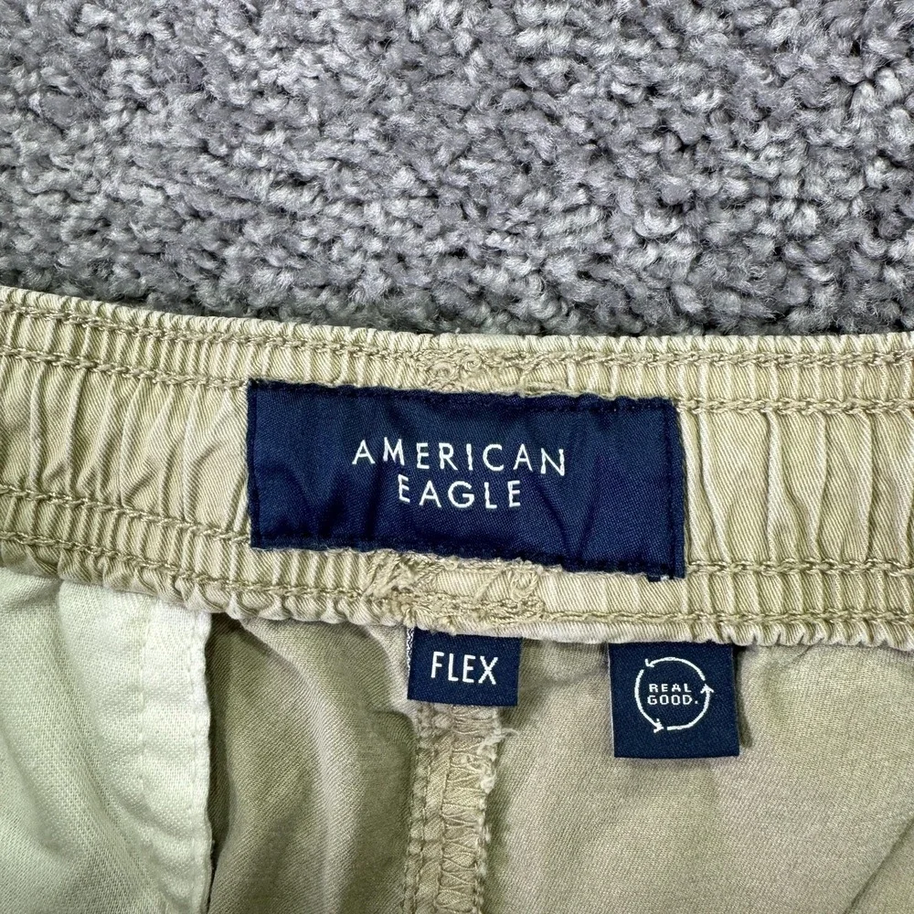 American Eagle Shorts Mens Medium Beige Chino Flex Drawstring Summer Pockets
